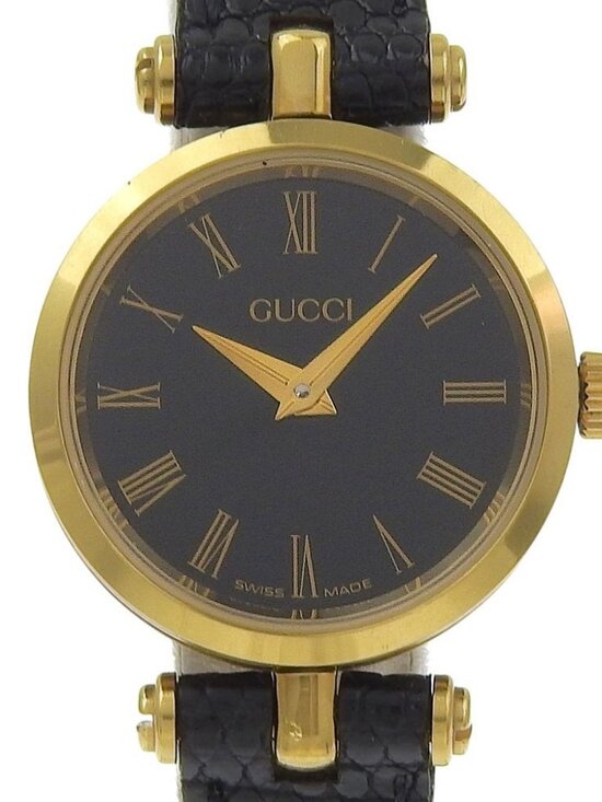 GUCCI Sherry Watches gold blackDial Plated Gold/Stainless Steel Quartz Ana...